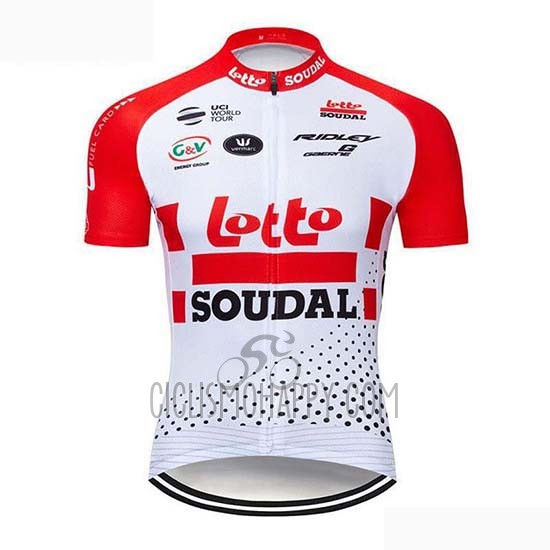 Lotto Soudal Cycling Jersey Bib Short 2019 Short Sleeve Red White
